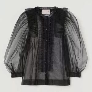 Simone Rocha x H&M Black Puff-Sleeved Tulle Blouse